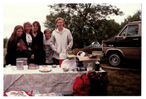 The family, including Ruth, camping